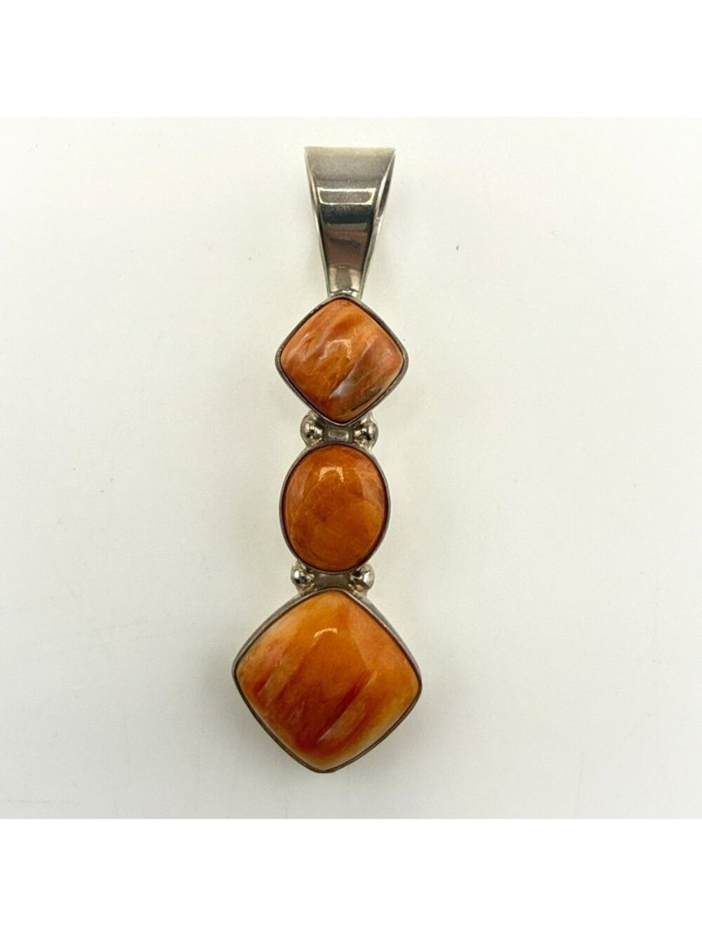 Jay King Spiny Oyster Pendant Orange Shell Sterling Silver 925 Enhancer 2.5"